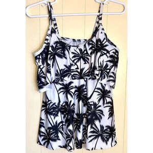 Unbranded Palm Tree Print Ruffle Flounce Style Tankini Top Womens 2XL Swimwear